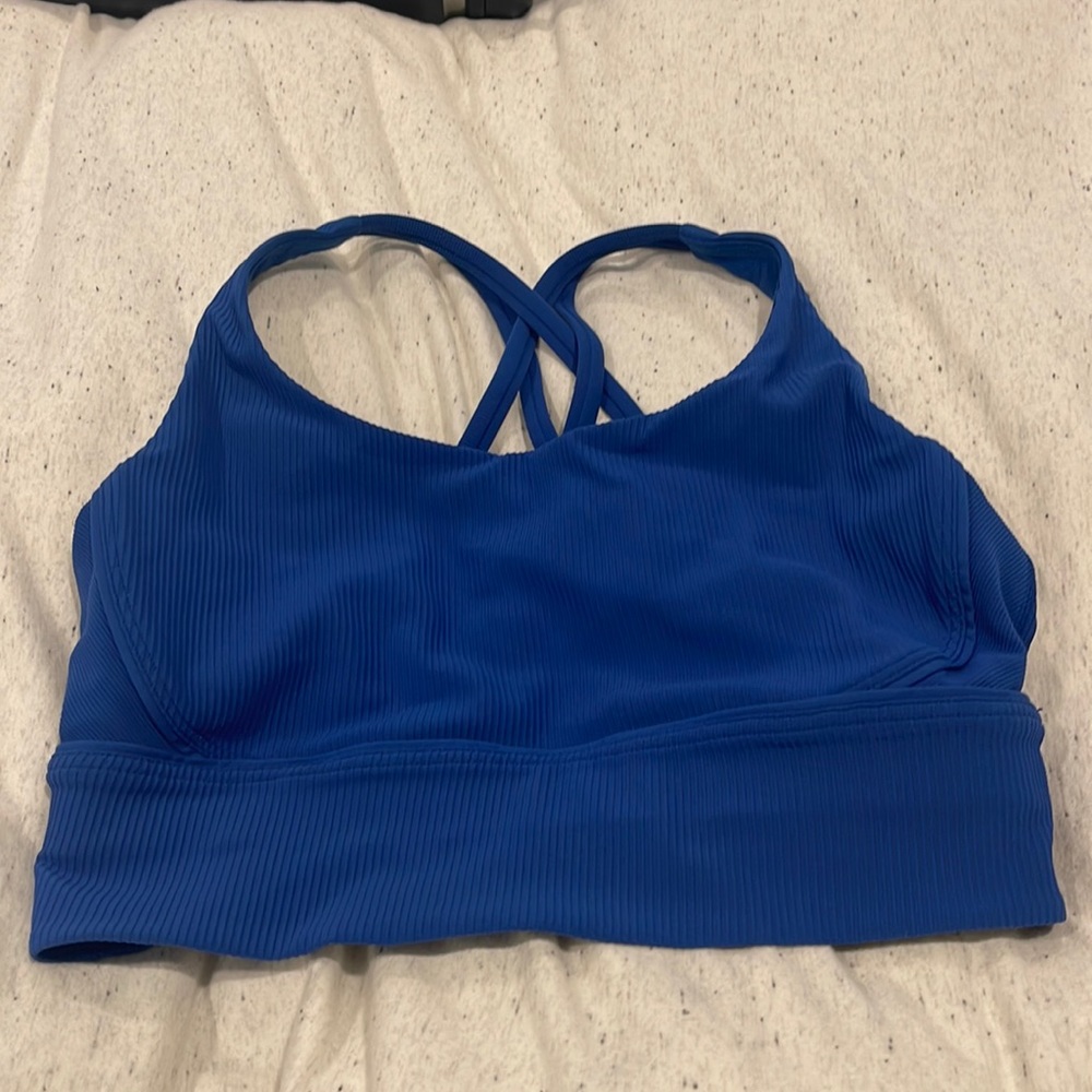 Lululemon size 8 ribbed long line energy bra blue